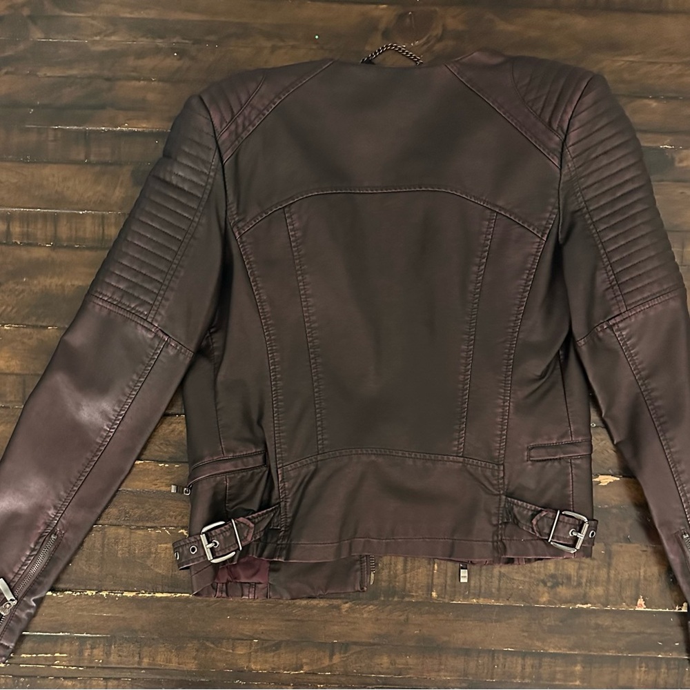 Women's Brownish burgundy pearl highlights Leather Jacket
